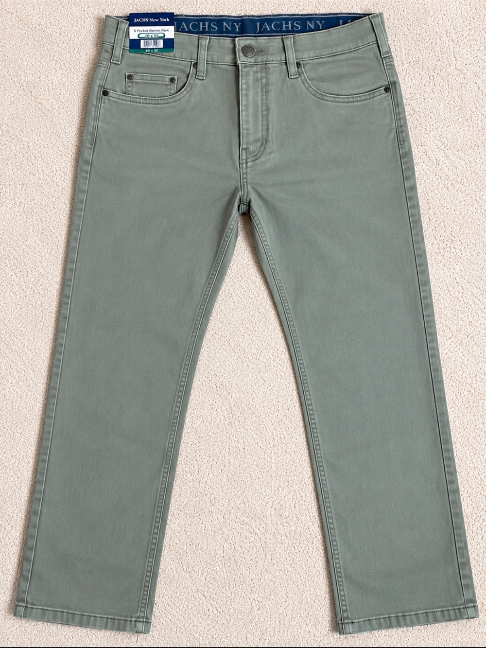 Jachs Men's Sage Green Straight Jeans